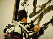 2012.7.22 天橋立教室 書作展　Performance during calligraphy exhibition – Amanoashidate, Kyoto prefecture