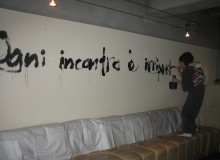 京都　北山イタリアレストラン　シンパティアにて。　Design : calligraphy for Italian Restaurant Simpatia – Kitayama, Kyoto